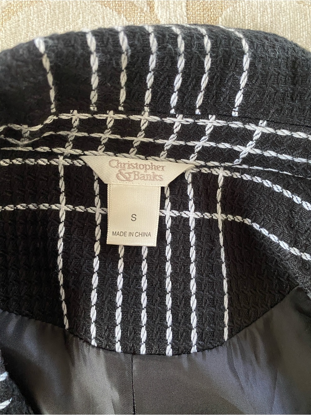 Christopher & Banks Black White Plaid Jacket Size S - Picture 9 of 9